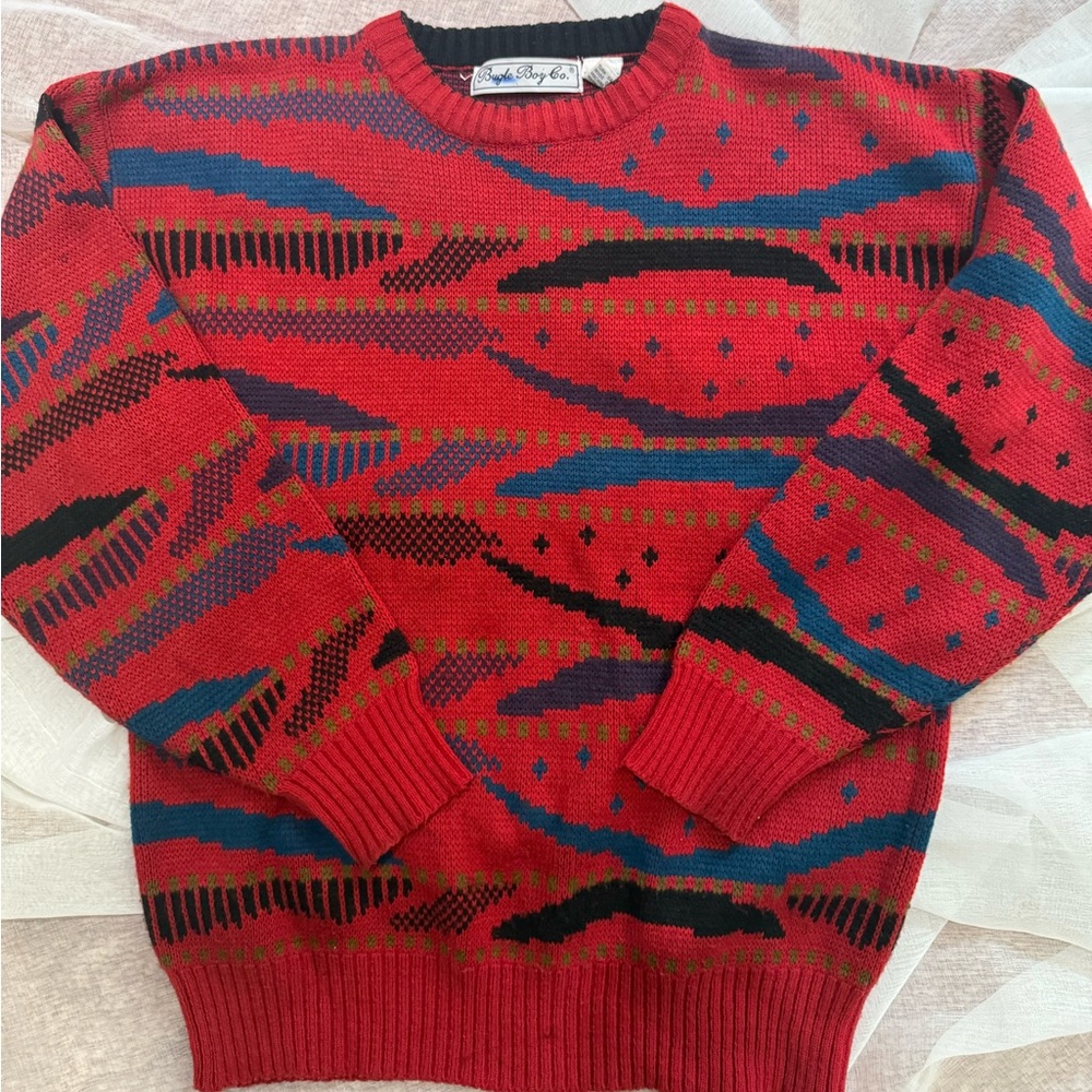 Funky Chunky Red Knitted Sweater